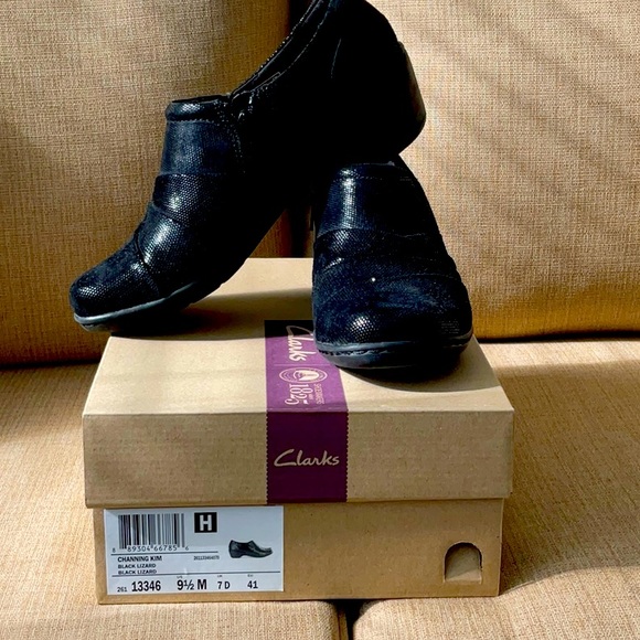 Clarks Channing Kim Black Lizard nib - Picture 1 of 5